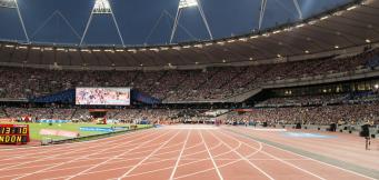 Athletics track for 100 metre sprint
